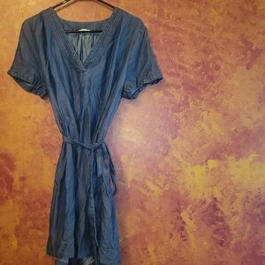 a.n.a Blue Wrap Sundress with Raglan Sleeves